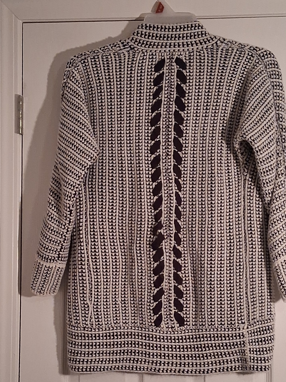 Pink Rose Black and White Woven Cardigan